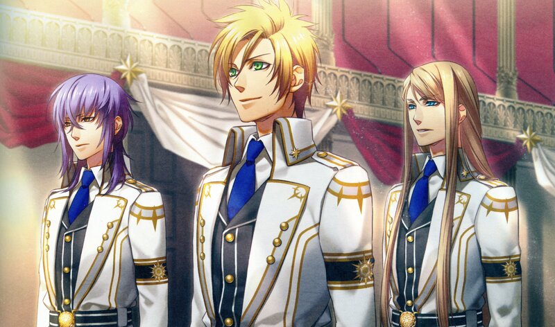 Three Male Characters in Uniform — White
