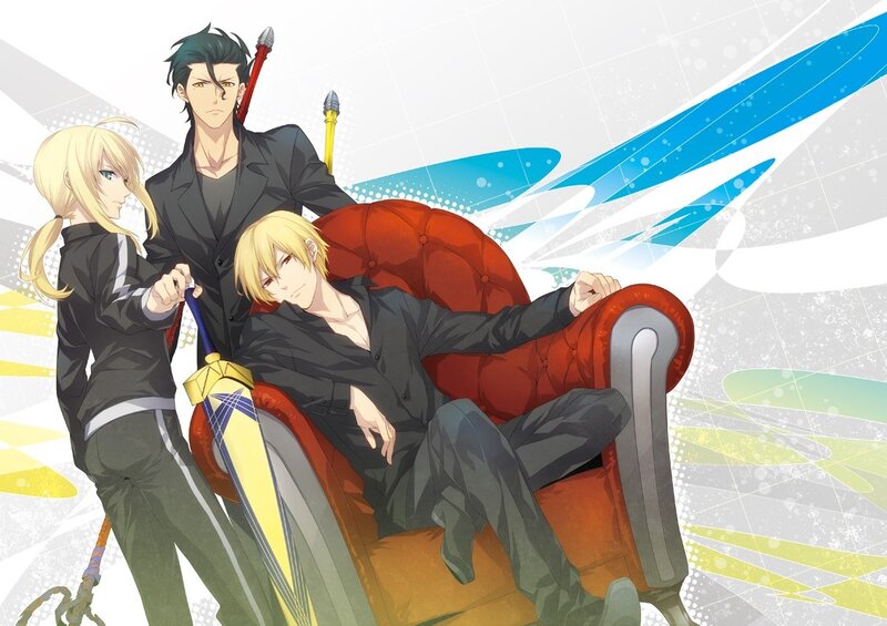 Three Male Characters — Red, Dramatic, Anime, Swords