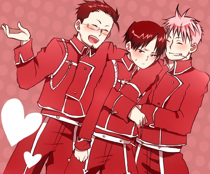Three Male Characters — Red, Playful