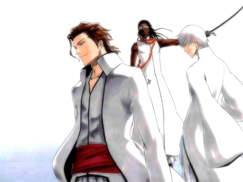 Three Male Characters — White, Dramatic, Anime, Swords, White Cloaks