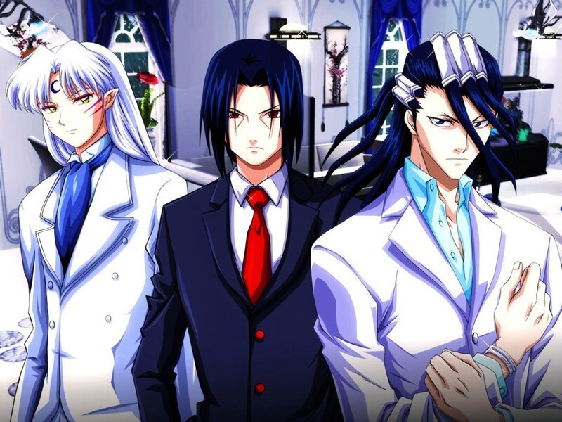 Three Male Characters — White, Serious, Anime