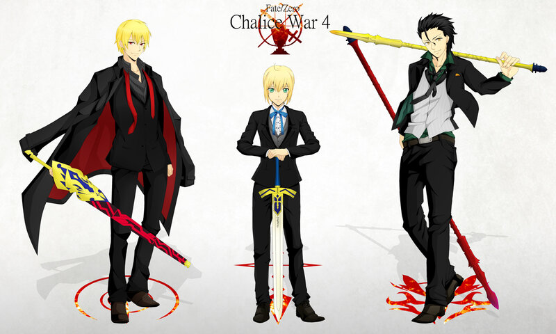 Three Male Characters with Swords