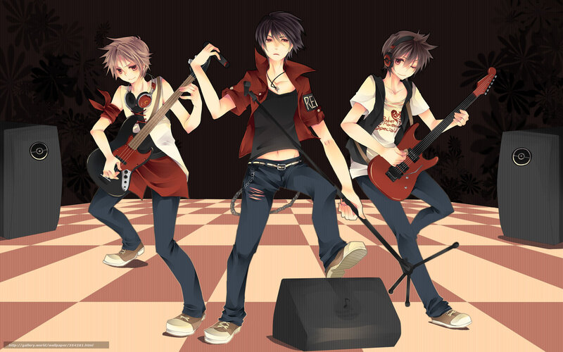 Three Male Musicians — Black, Energetic, Anime