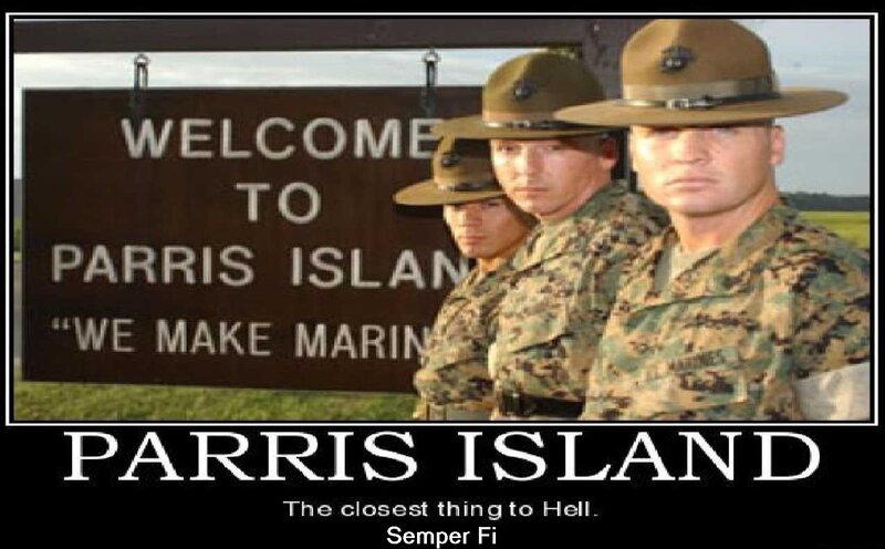 Three Marines in Uniform — Green