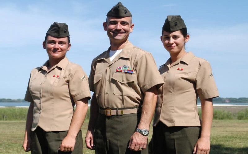 Three Marines in Uniform — Tan