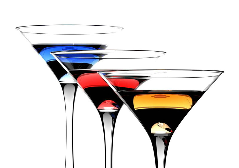 Three Martini Glasses