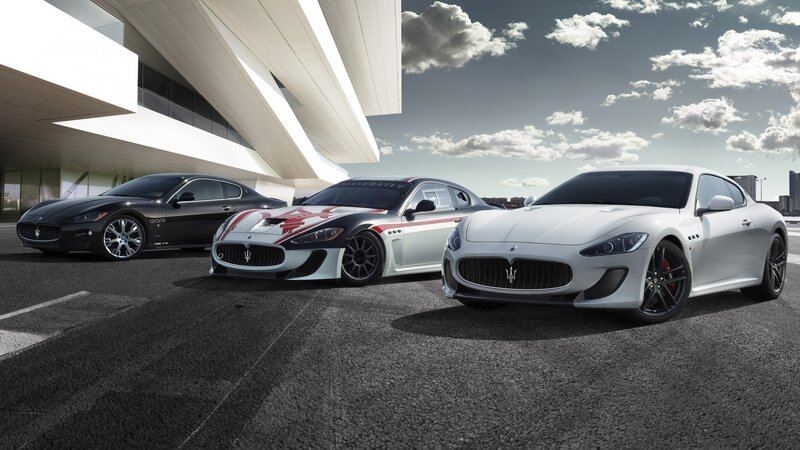 Three Maserati cars on display