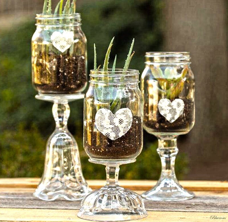 Three Mason Jar Planters