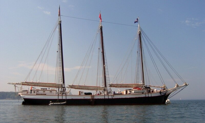 Three-masted Schooner — Blue