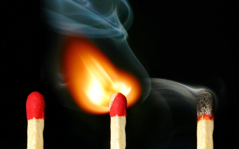 Three Matches with Flame — Black, Dramatic