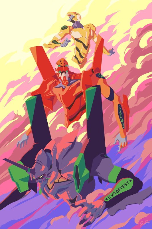 Three Mechs in Battle