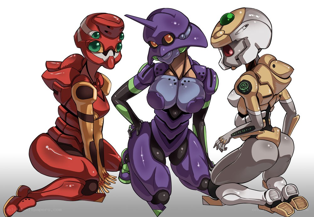 three mechs in female form