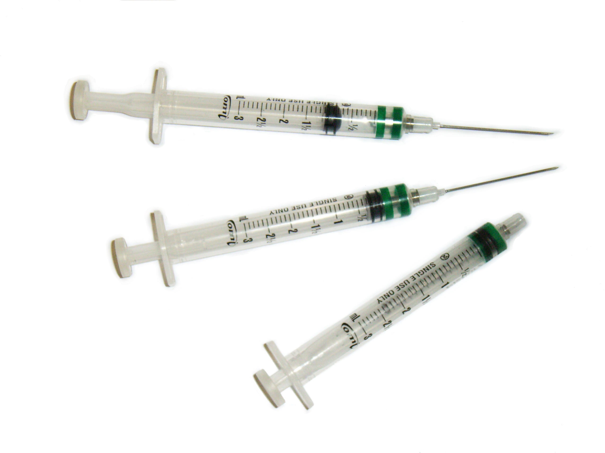Three medical syringes