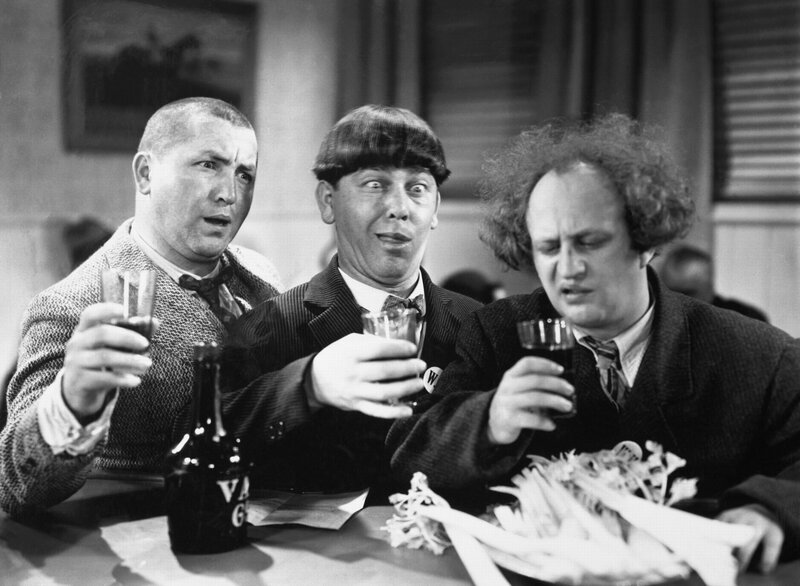 Three Men at a Table — Black, Comical