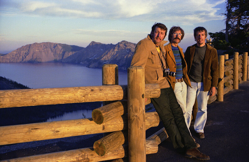 Three men at Crater Lake viewpoint