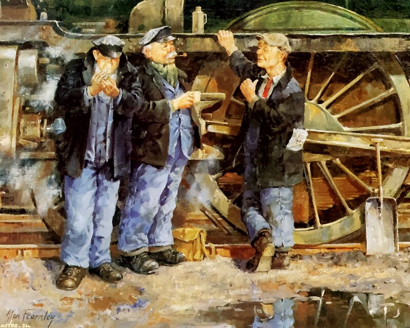 Three Men by Train