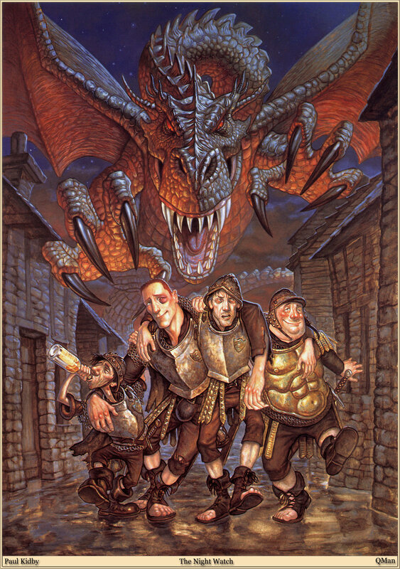Three Men Fleeing Dragon