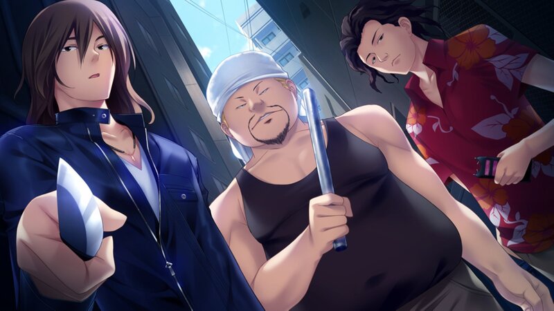Three men in a confrontation