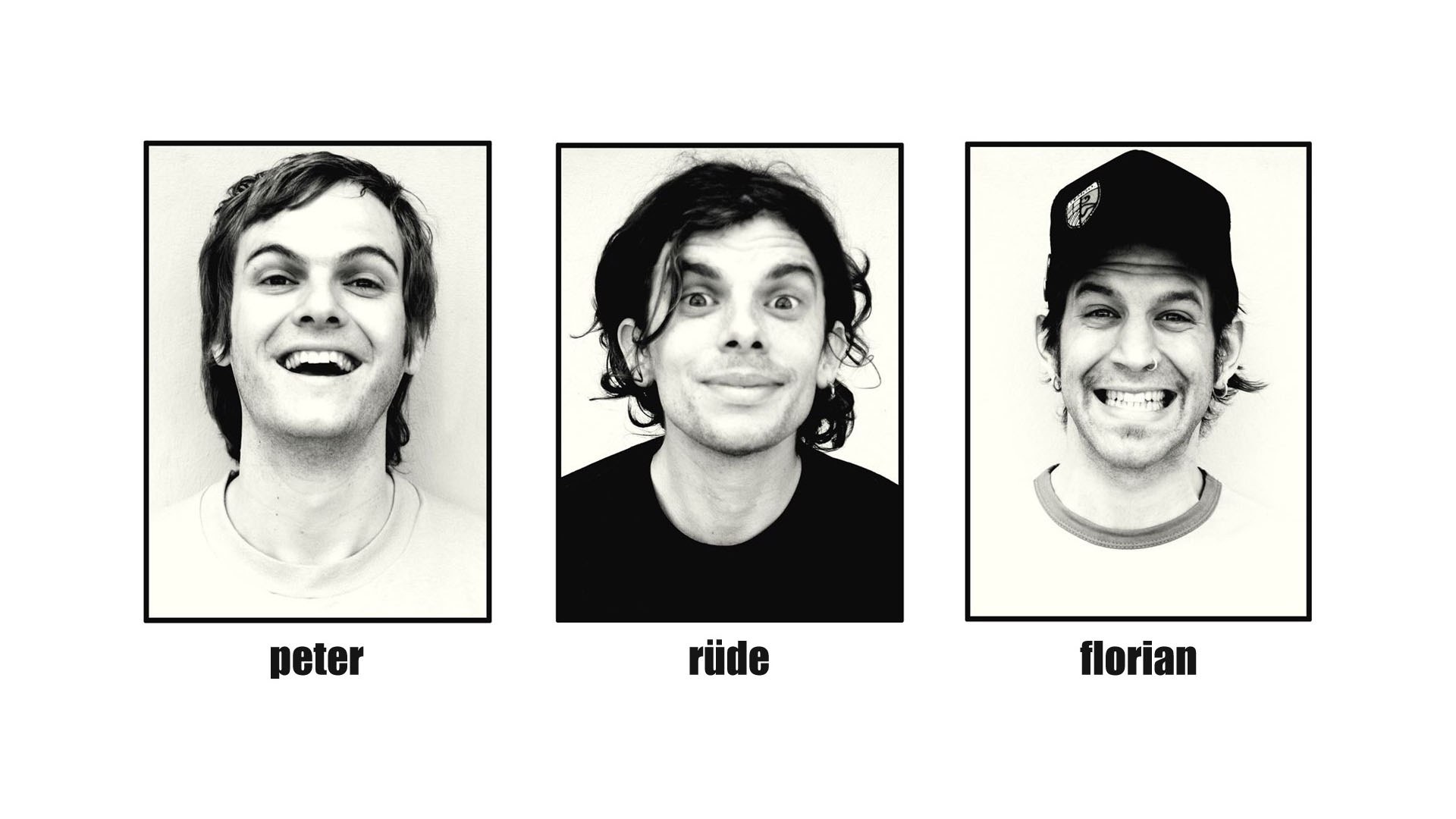 three men in black and white portraits