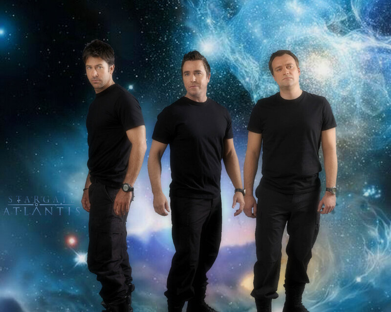 Three Men in Black Shirts — Dramatic, Photograph