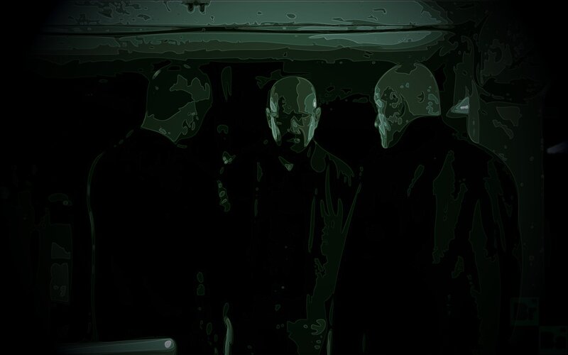 Three Men in Dark Room — Black, Dramatic, Night