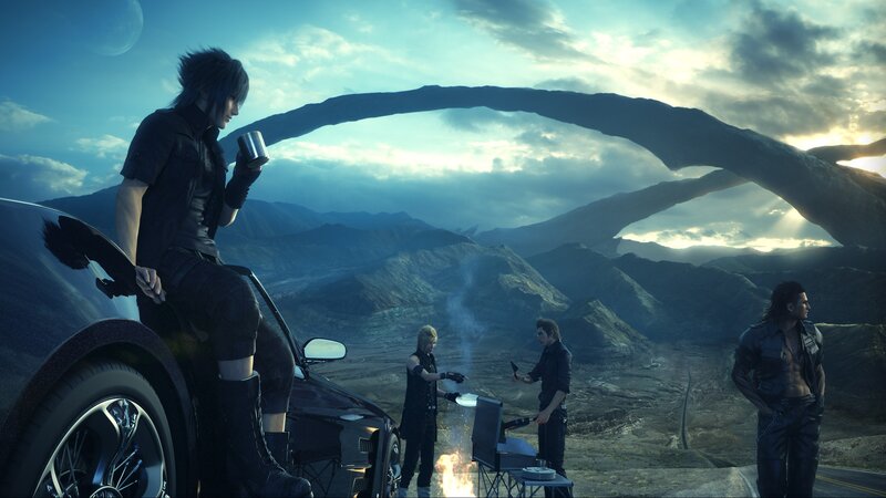 Three Men in Desert — Blue