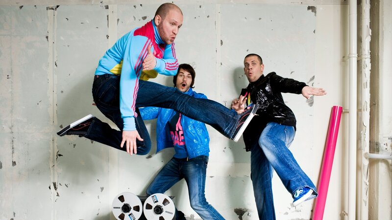 Three men in dynamic pose