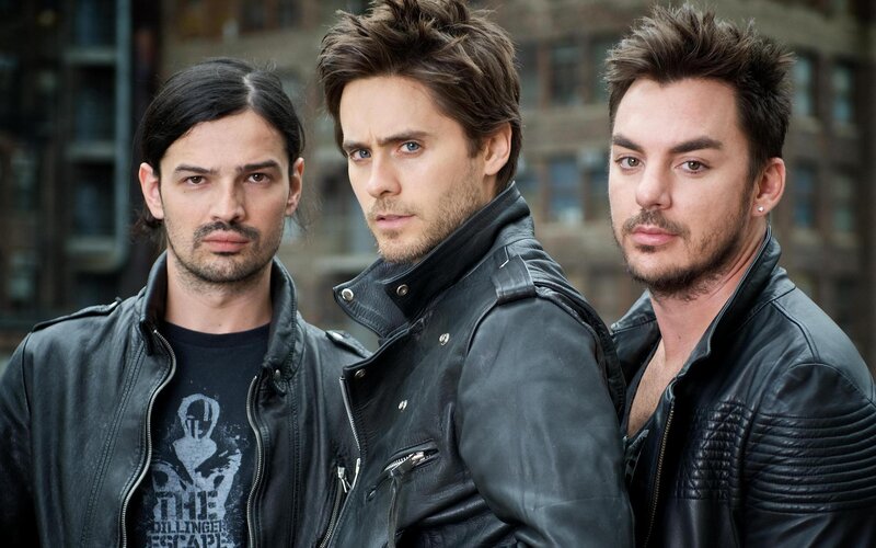 Three Men in Leather Jackets — Black, Serious, Photograph, Leather Jackets, City Background, Beards, Brown