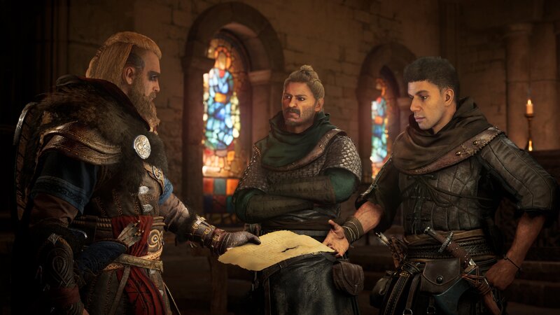 Three Men in Medieval Armor
