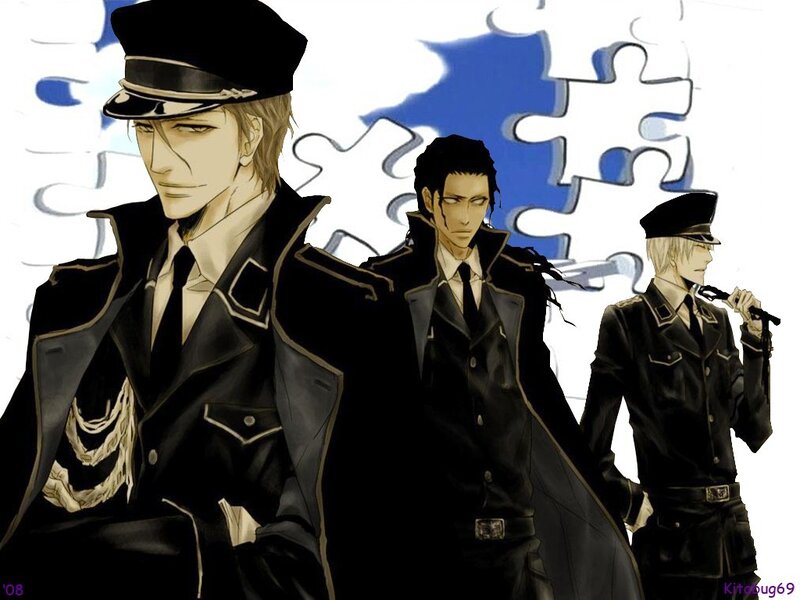 Three Men in Military Uniforms — Black, Dramatic