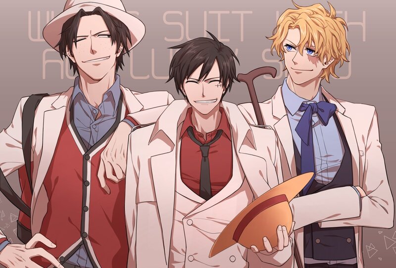 Three Men in Suits — Beige, Confident