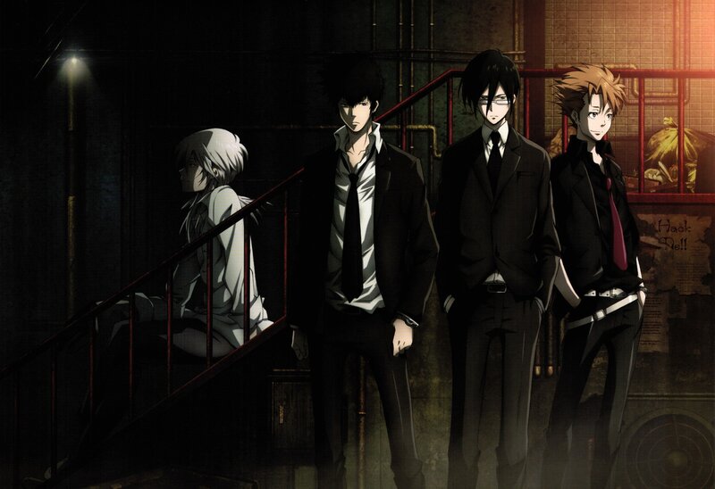 Three Men in Suits — Black, Dramatic, Night, Anime