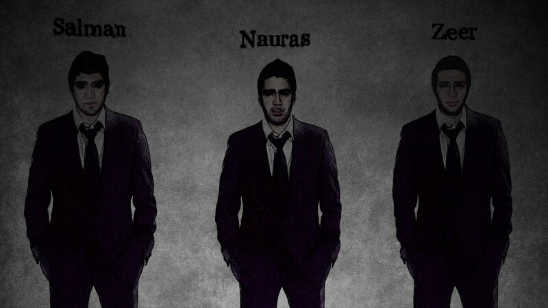 Three Men in Suits — Black, Serious, Illustration, Ties