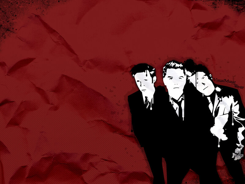 Three Men in Suits — Red, Dark