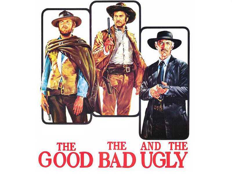 Three Men in Western Attire — Red, Dramatic