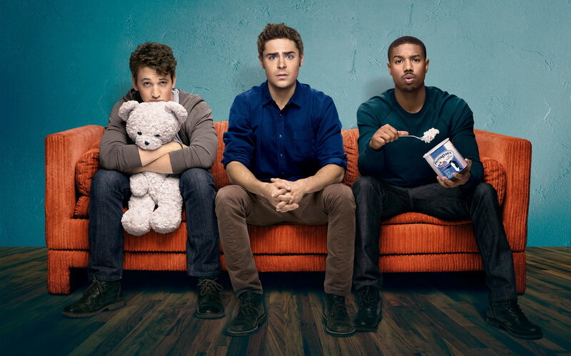 Three Men on a Couch — Orange, Neutral