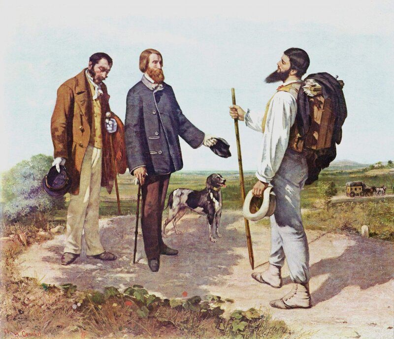 Three men on a country path