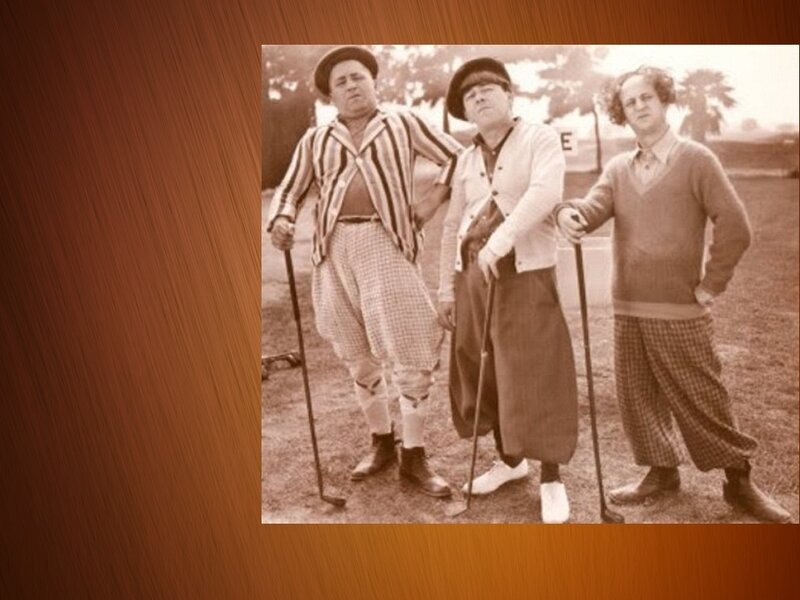 Three men on a golf course