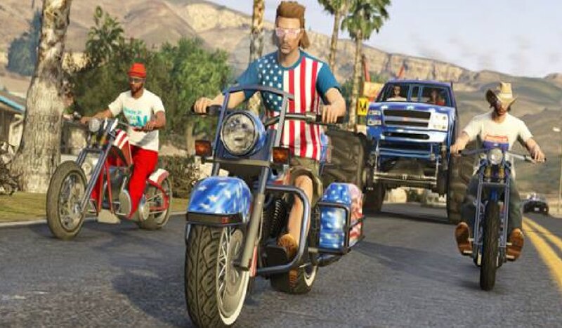 Three Men on Motorcycles — Blue