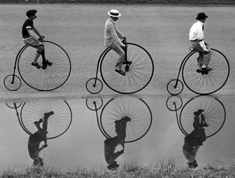 Three Men on Penny-farthing Bicycles