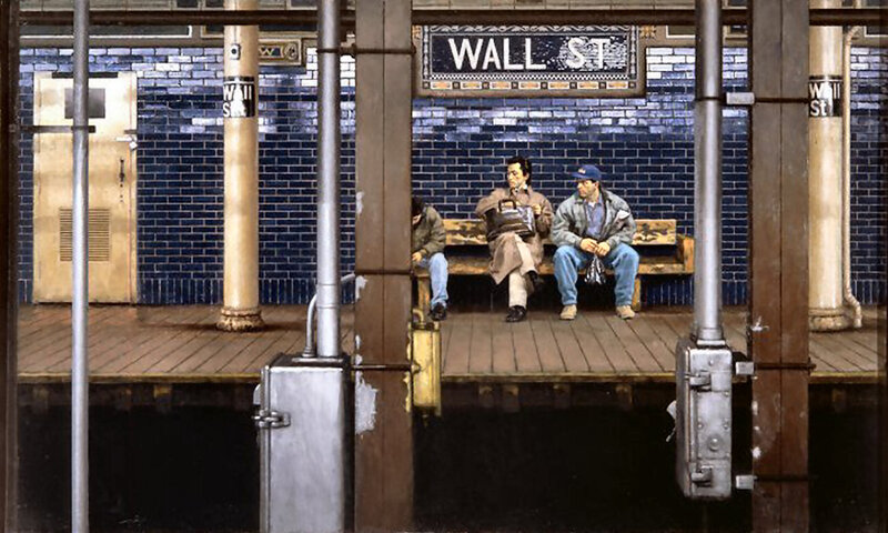 Three Men on Subway Bench