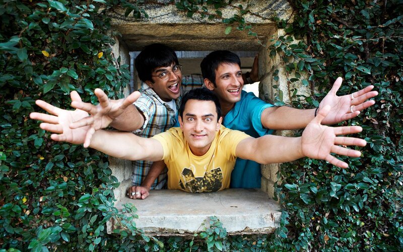 Three men peeking from a window