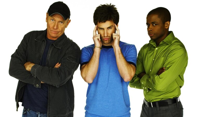 Three Men Posing — Blue, Neutral