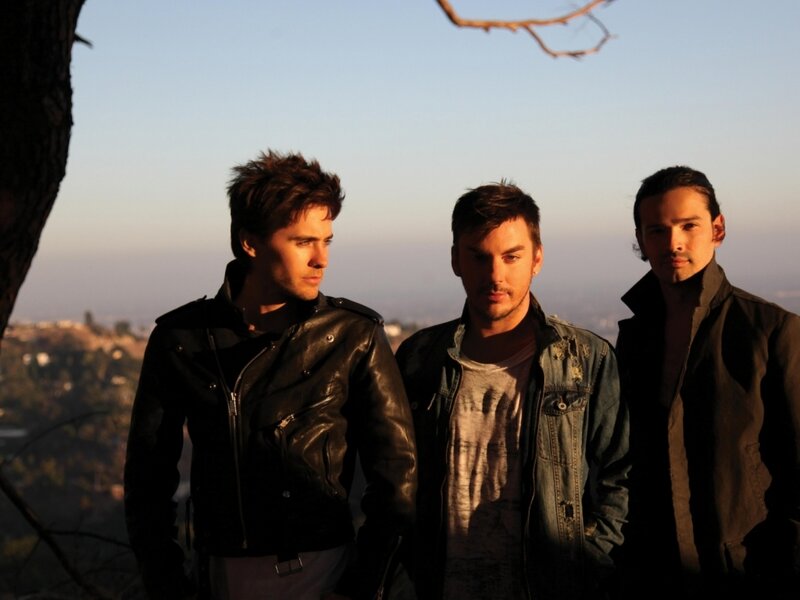 Three Men Standing — Blue, Dramatic