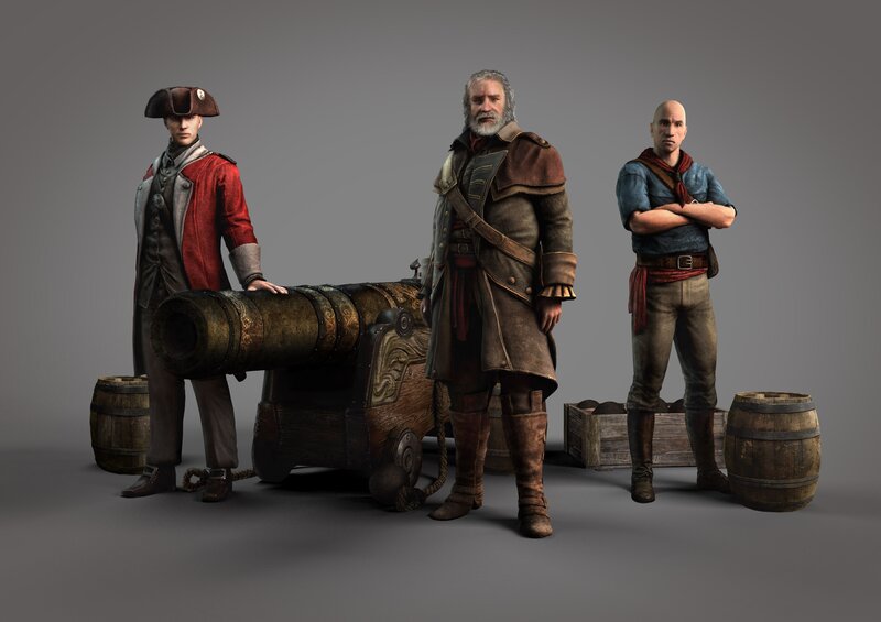 Three Men with Cannon