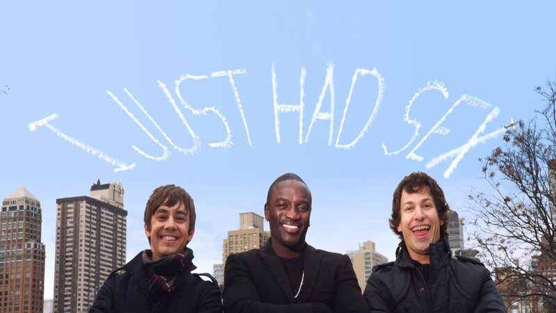 three men with text in sky