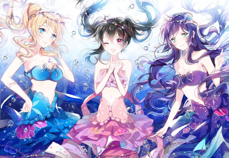 Three Mermaid Girls — Blue