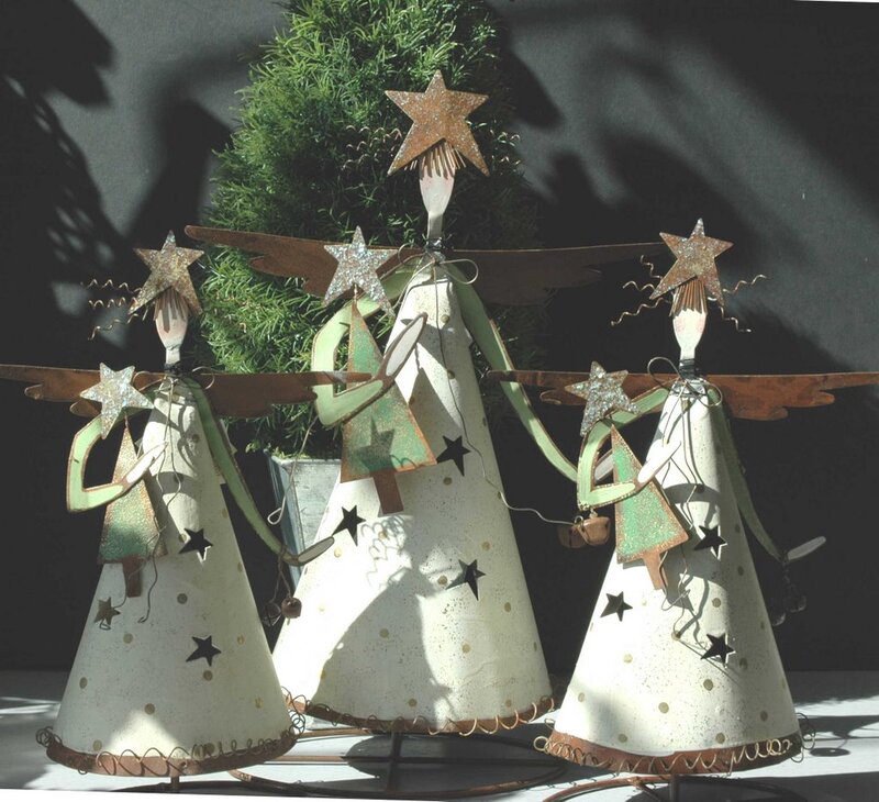 Three Metal Angel Figures