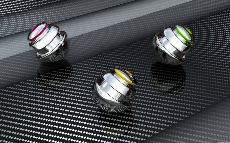 Three Metallic Spheres — Black