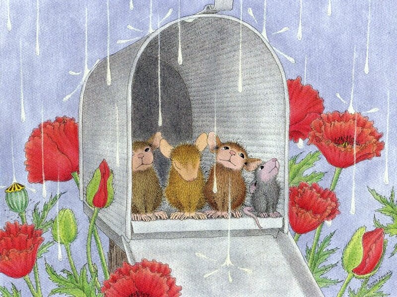 Three Mice in Mailbox